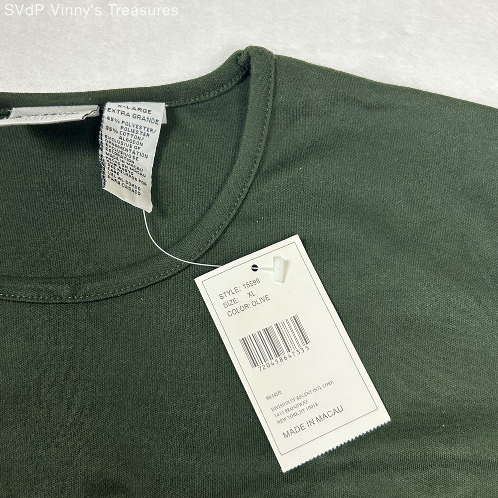 Vintage Y2K Jason Maxwell Women's Olive Green Big Cat Embroidered T-Shirt XL NWT - Picture 6 of 9